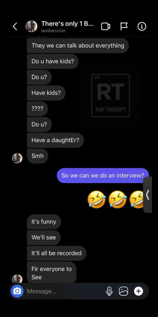 Benzino Royce Da 5’9 beef Instagram messages Benzino repeatedly asks if you have kids and mentions daughter